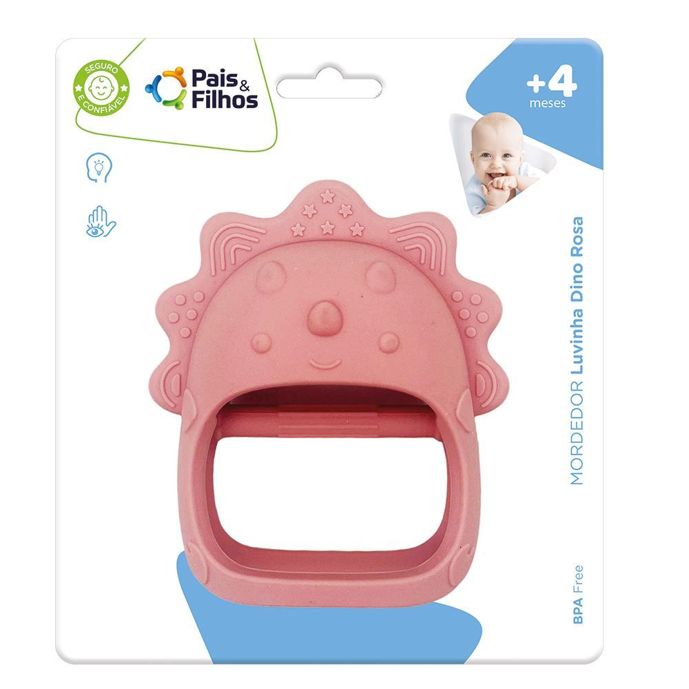 Mordedor Luvinha - Dino - Rosa - Pais e Filhos Baby