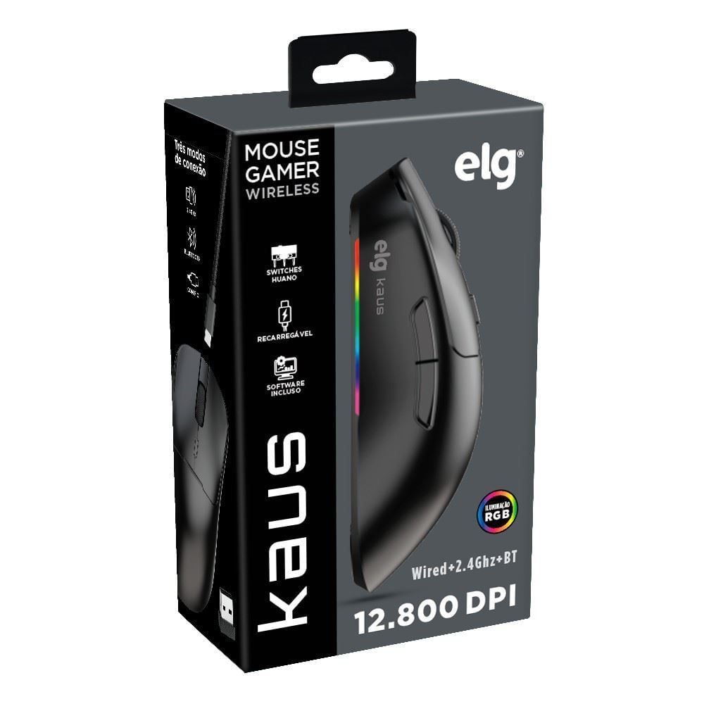 Mouse Gamer Elg Sem Fio 12800 Dpi Tri-Mode Kaus