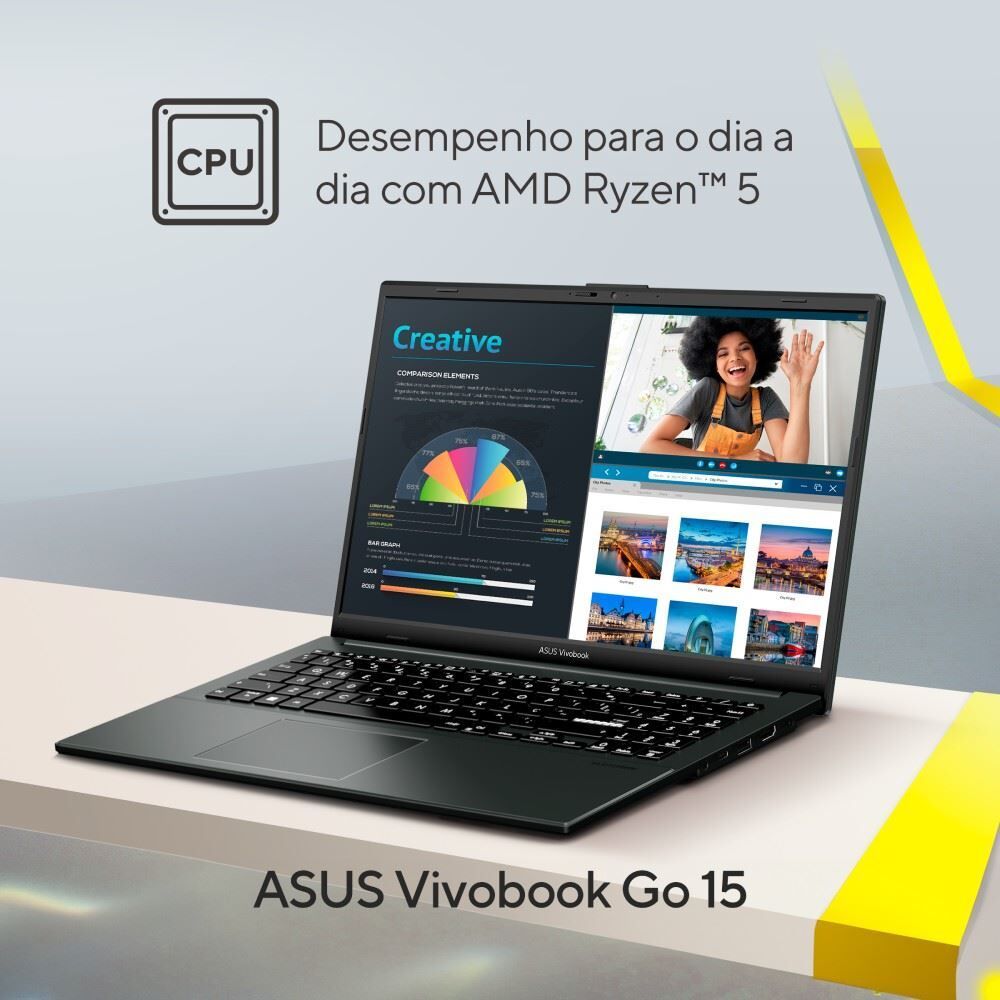 Notebook Asus Ryzen 5 8Gb 512Gb Windows 11 Home Black - Bivolt