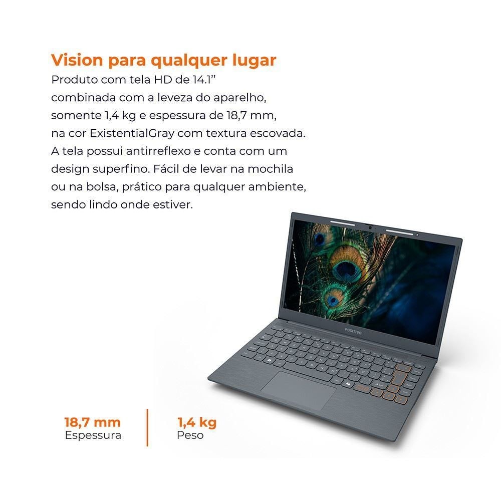 Notebook Positivo Vision C14 Intel Celeron 4Gb 128Gb 14,1” Hd Windows 11 - 3003011
