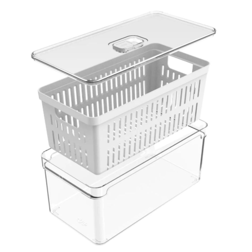 Organizador com Cesto Ou Clear Fresh 5 Litros - Transparente e Branco