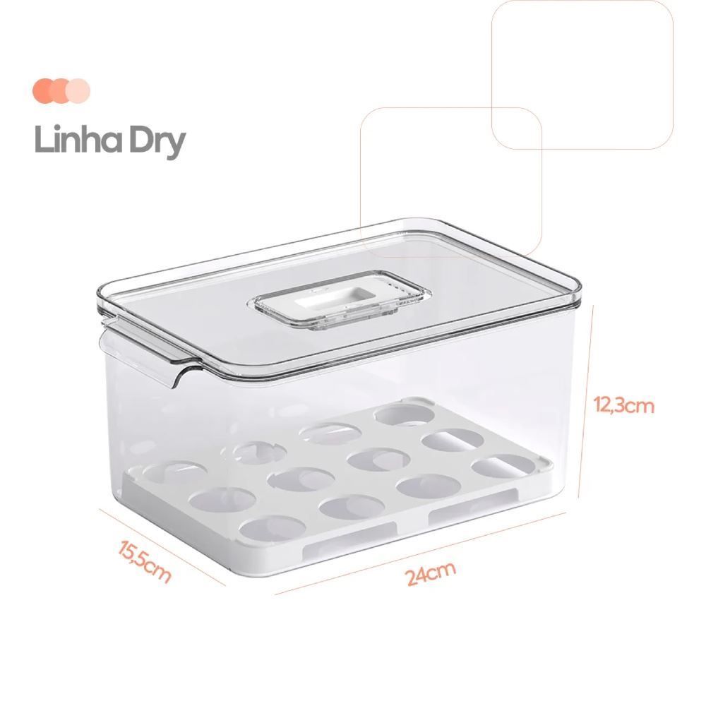 Organizador de Ovos com Tampa Dry Coza 24Cm - 24 Unidades
