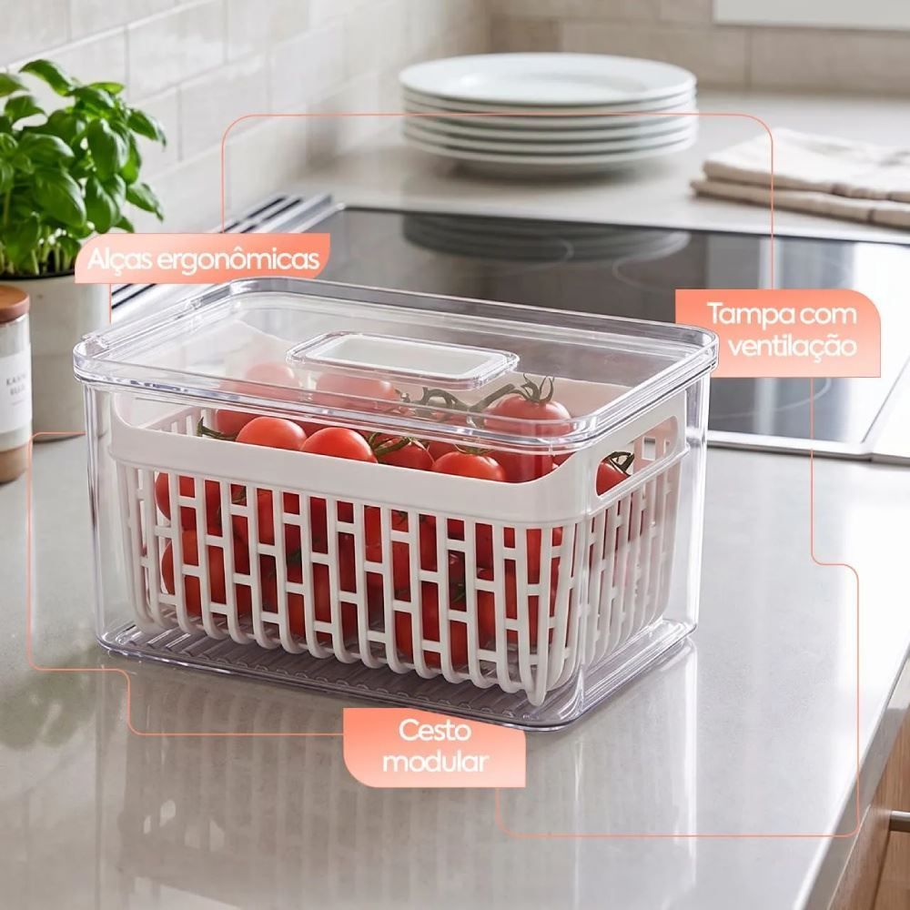 Organizador de Geladeira com Cesto Dry Coza 3,2 Litros
