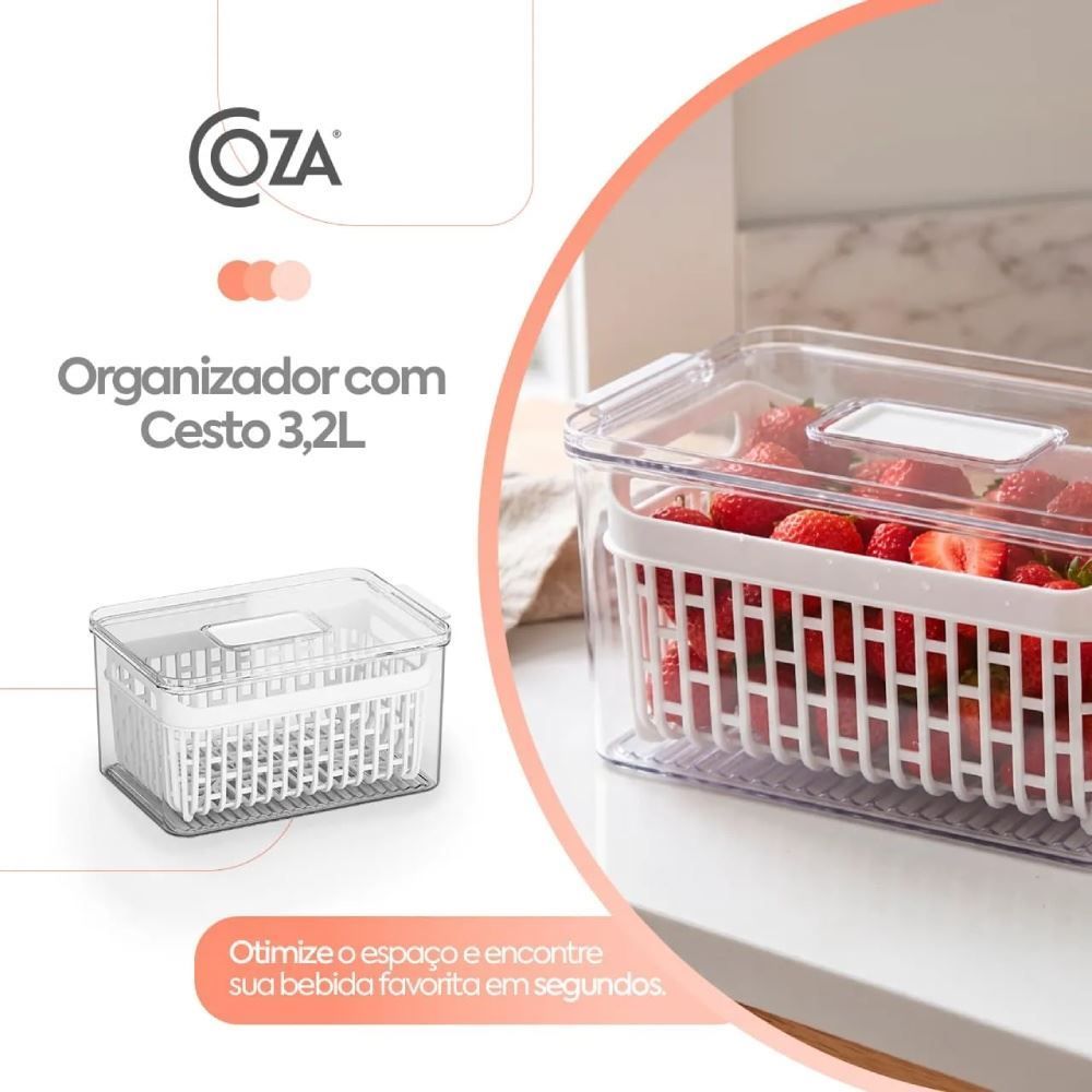 Organizador de Geladeira com Cesto Dry Coza 3,2 Litros