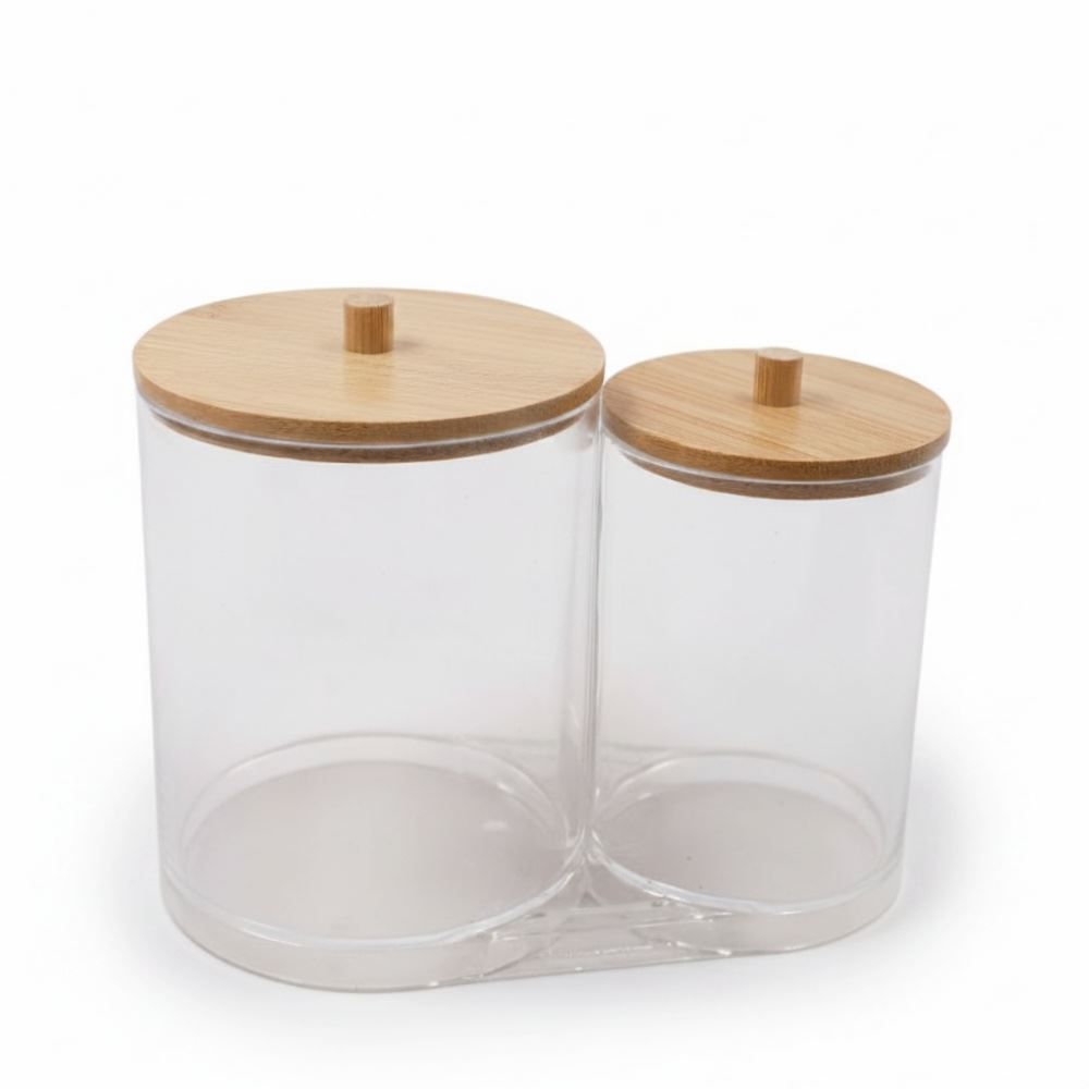 Organizador Duplo com Tampa de Bambu Havan Casa - 15,5cm