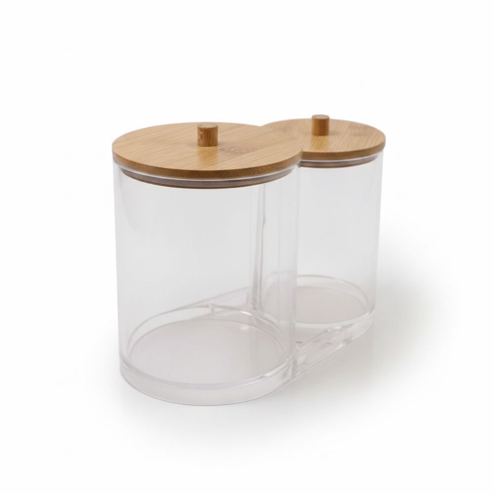 Organizador Duplo com Tampa de Bambu Havan Casa - 15,5cm