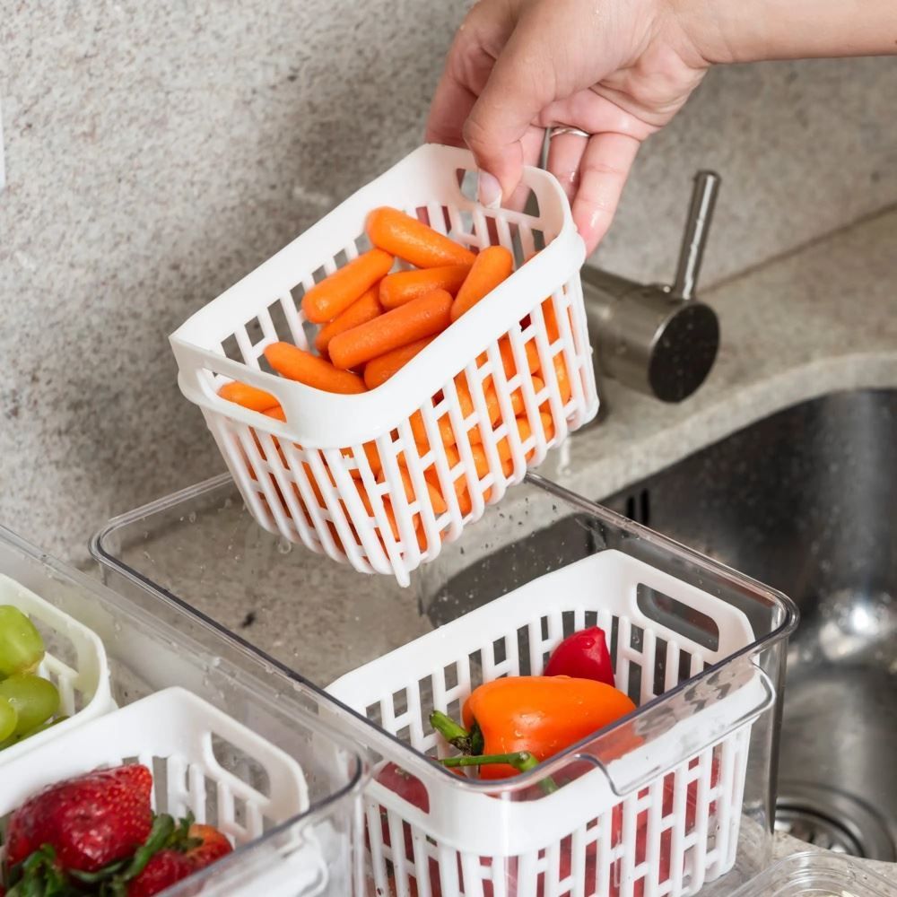 Organizador de Geladeira com Cesto Duplo Dry Coza 3,2 Litros