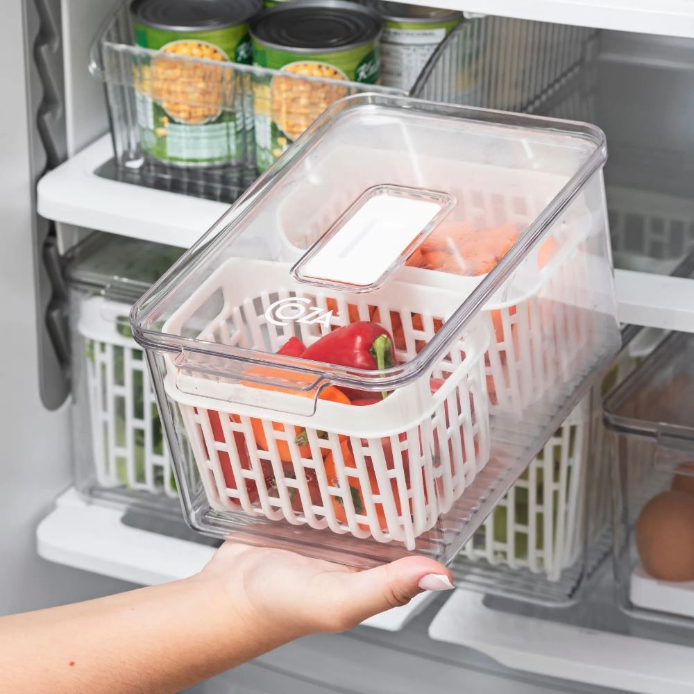 Organizador de Geladeira com Cesto Duplo Dry Coza 3,2 Litros