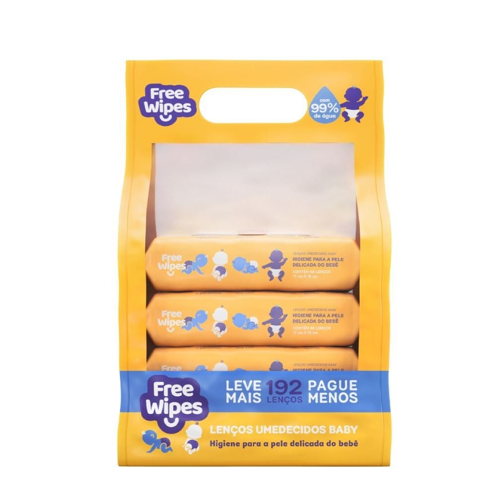 Pack Lenço Umedecido Baby Free Wipes 4 Unidades