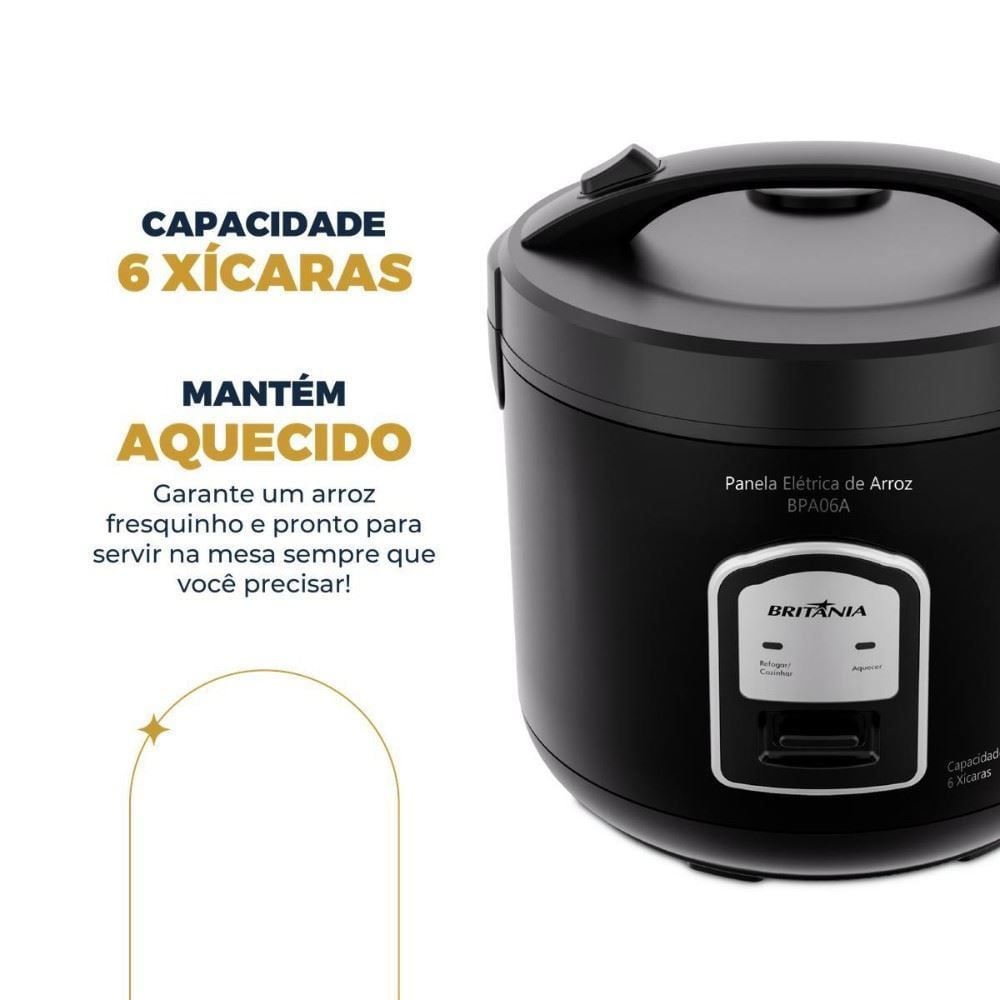 Panela de Arroz Britânia BPA06A 6 Xícaras 400W