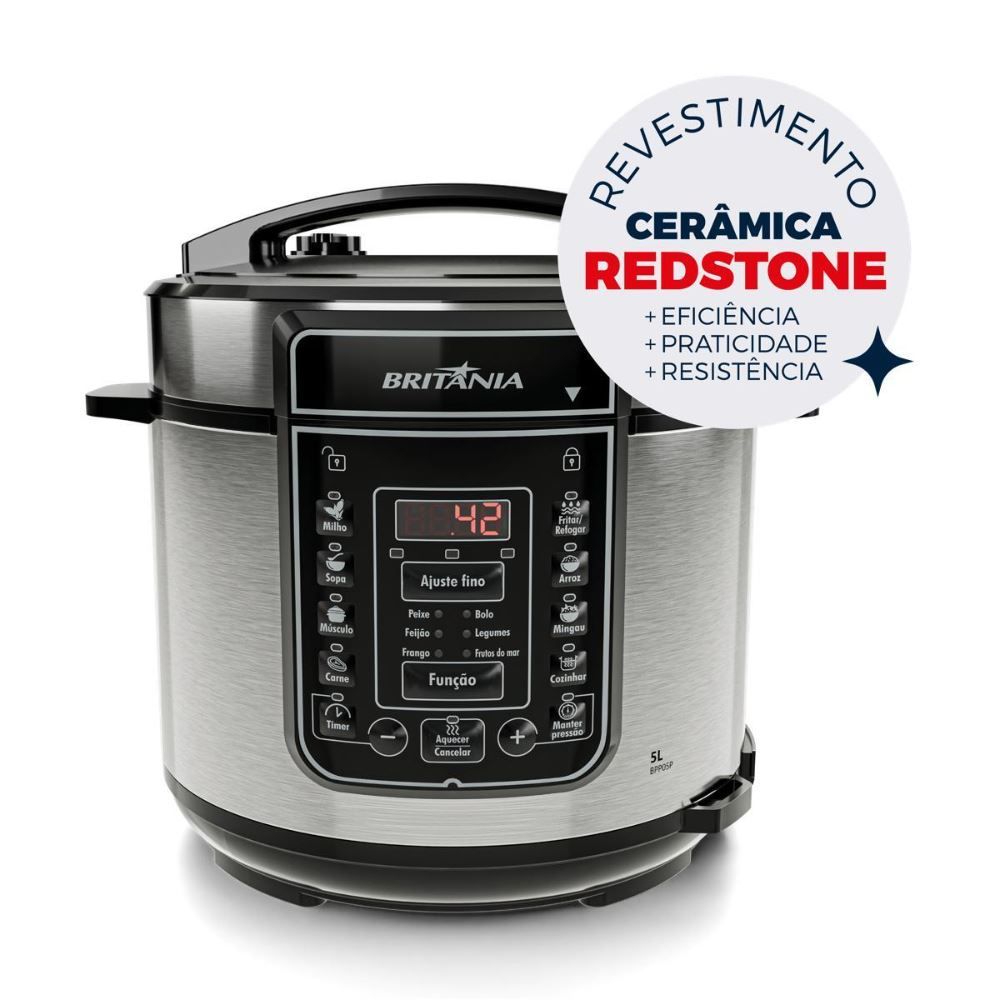 Panela de Pressão Britânia 5L 13 Receitas 900W BPP05P