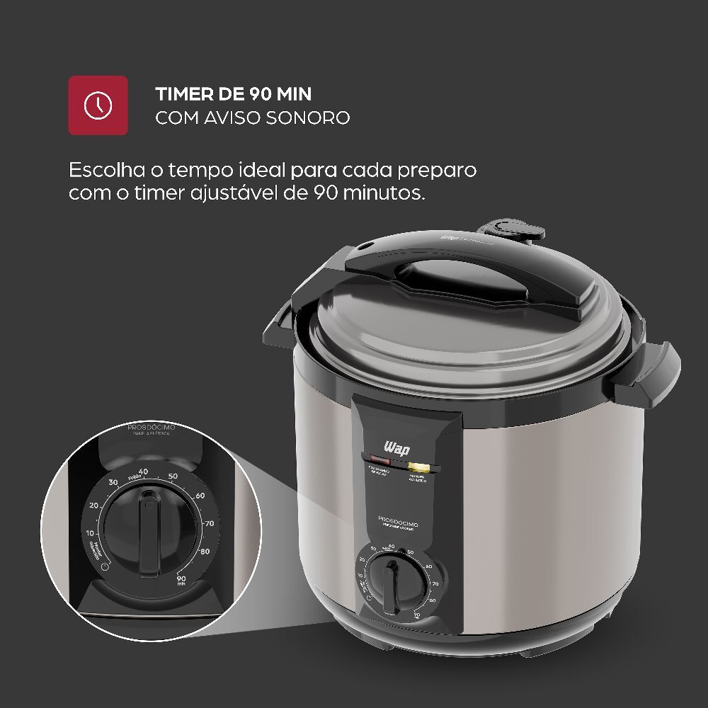 Panela de Pressão Elétrica WAP 900W 5 Litros Inox WPPE2