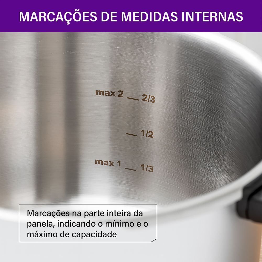 Panela de Pressão Rochedo Inox Trendy 6 Litros Fechamento Externo - ROCHEDO INOX TRENDY