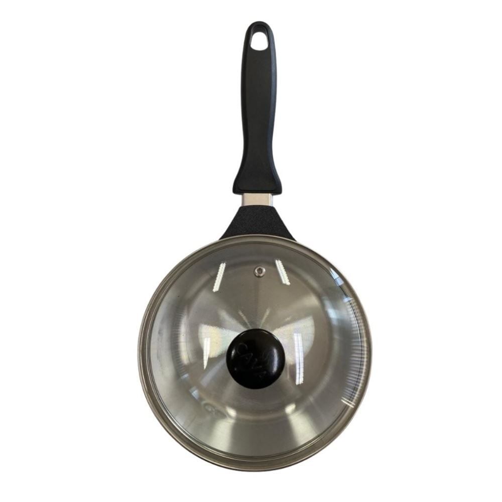 Panela Fundida Com Tampa De Vidro Cava 20Cm - Grafite