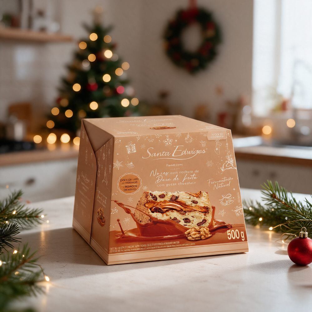 Panettone Nozes com Recheio de Doce de Leite Santa Edwiges - 500g