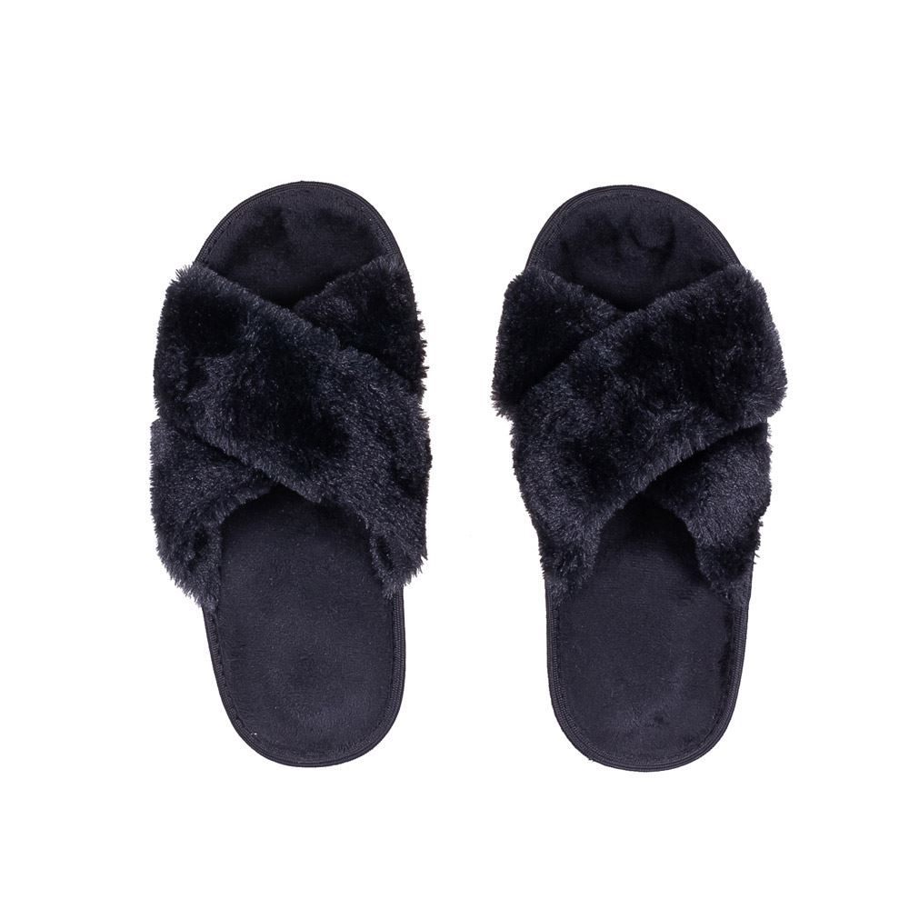 Pantufa Chinelo De Pelinho Tira Cruzada Camila Moretti - Preto 39-40