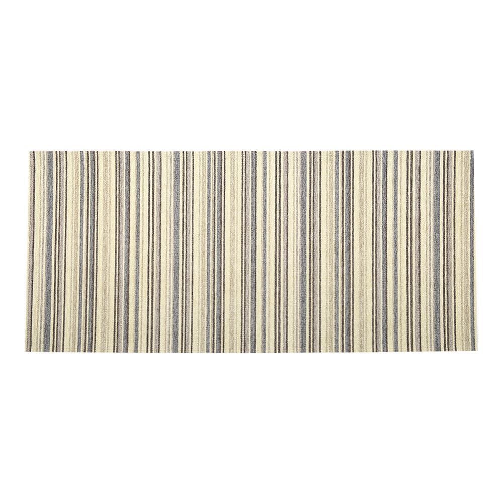 Tapete Para Quarto Ou Sala Chenile 0,75X1,6 M Havan Casa - Listras Bege e Azul
