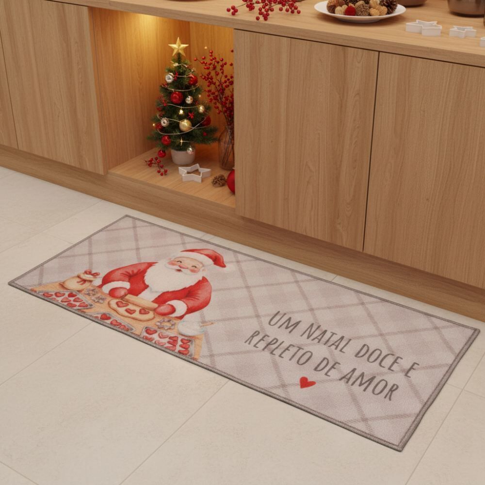 Tapete Decorativo de Natal 50X120 cm Havan Casa - Xadrez Bege