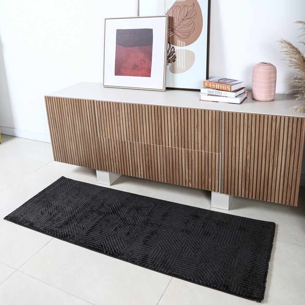 Tapete Passadeira 67Cm X 1,80M Lucca Havan Casa - Preto Elegance 