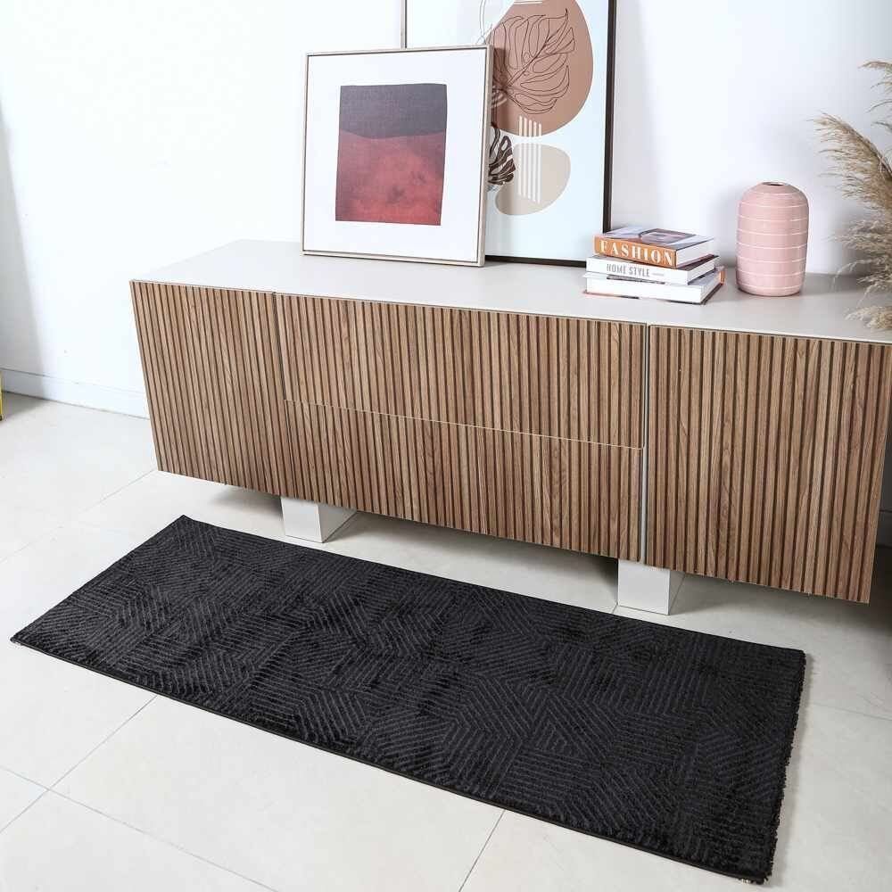 Tapete Passadeira 67Cm X 1,80M Lucca Havan Casa - Preto Elegance 