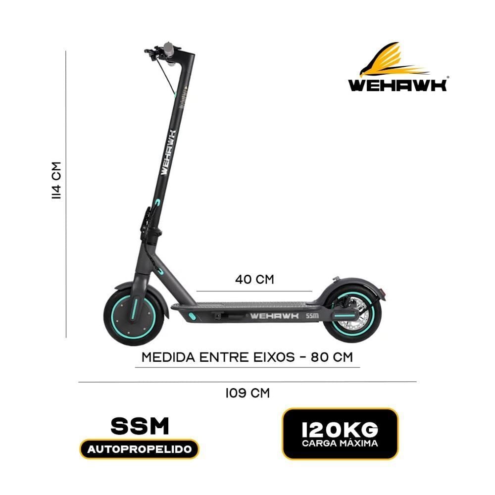 Patinete Elétrico Wehawk 350W Bateria Lítio 36V 10Ah - Azul