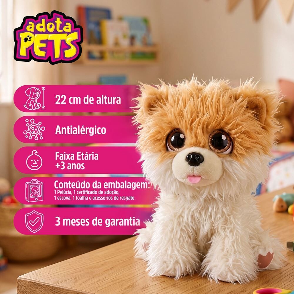 Pelucia Adota Pets Caramelo Multikids