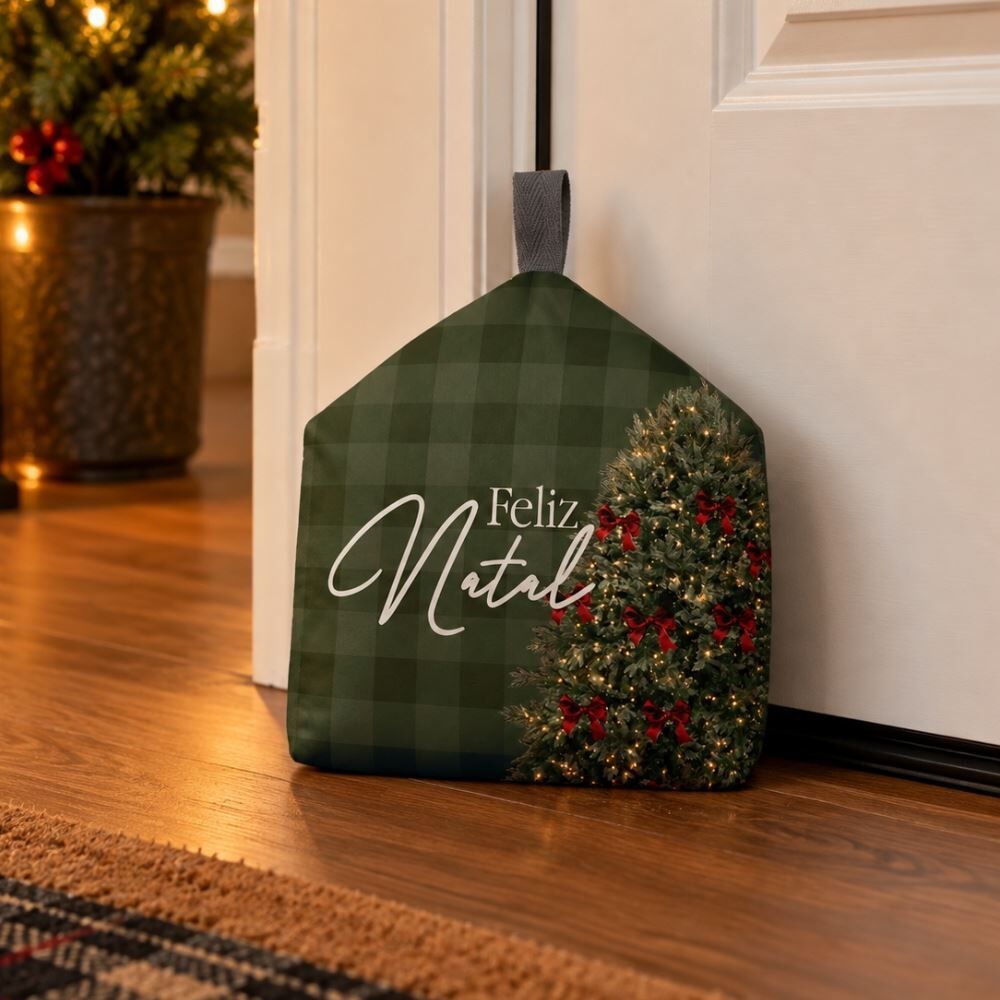 Peso de Porta Natal 20X15cm Havan Casa - Feliz Natal Xadrez