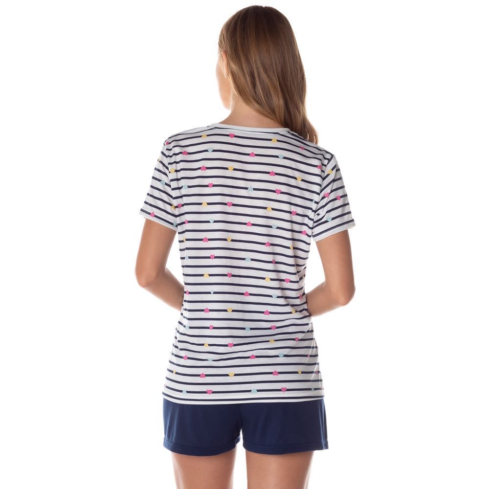 Pijama Curto com Blusa Listrada + Shorts Holla
