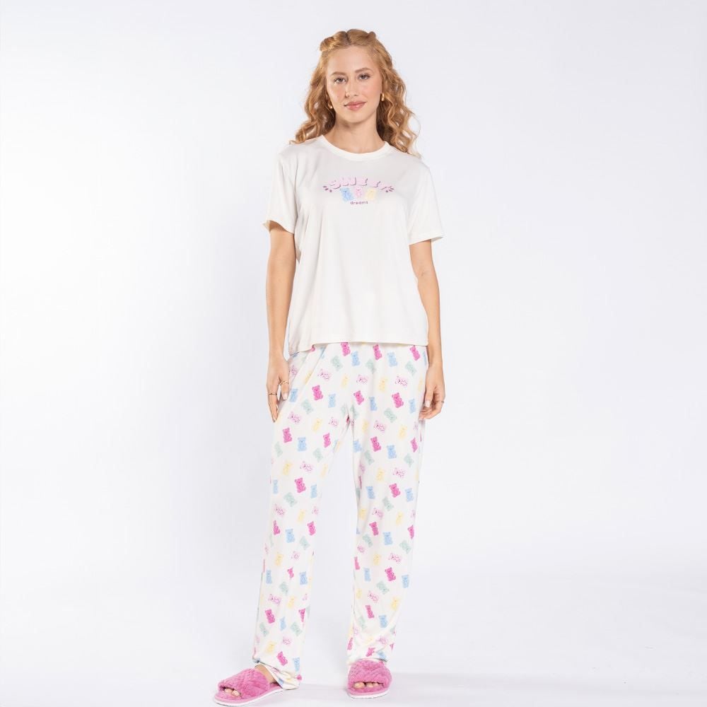 Pijama Feminino Calça e Manga Curta Camila Moretti