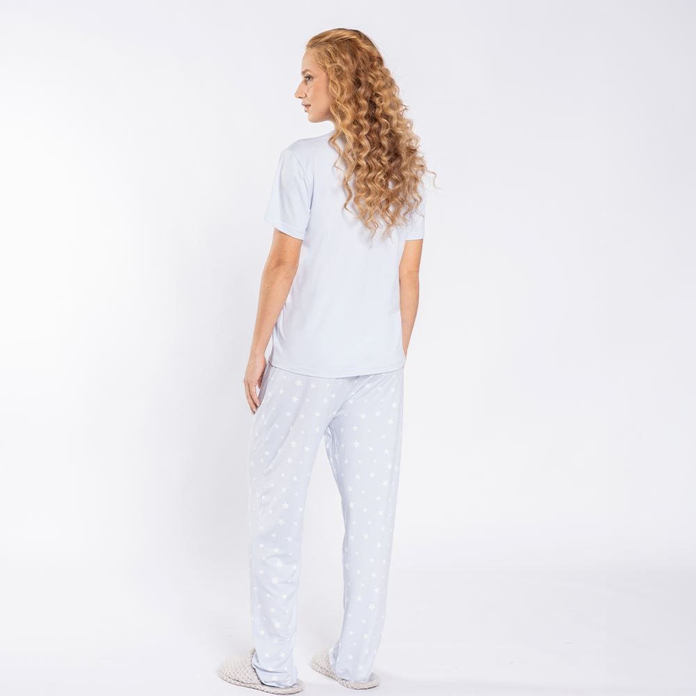 Pijama Feminino Calça e Manga Curta Camila Moretti