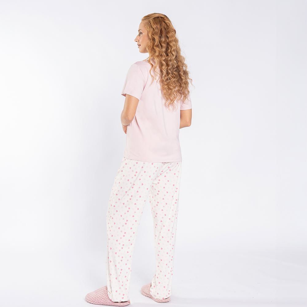 Pijama Feminino Calça e Manga Curta Camila Moretti