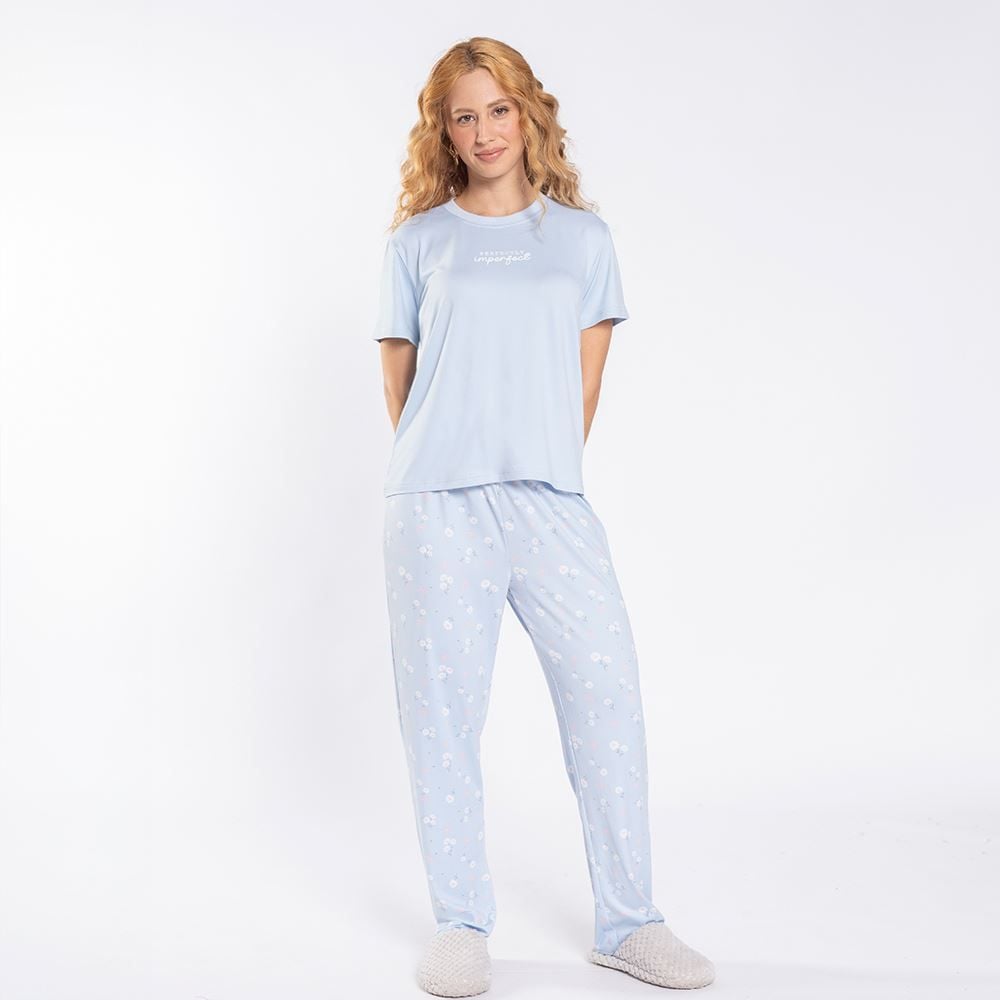 Pijama Feminino Calça e Manga Curta Camila Moretti