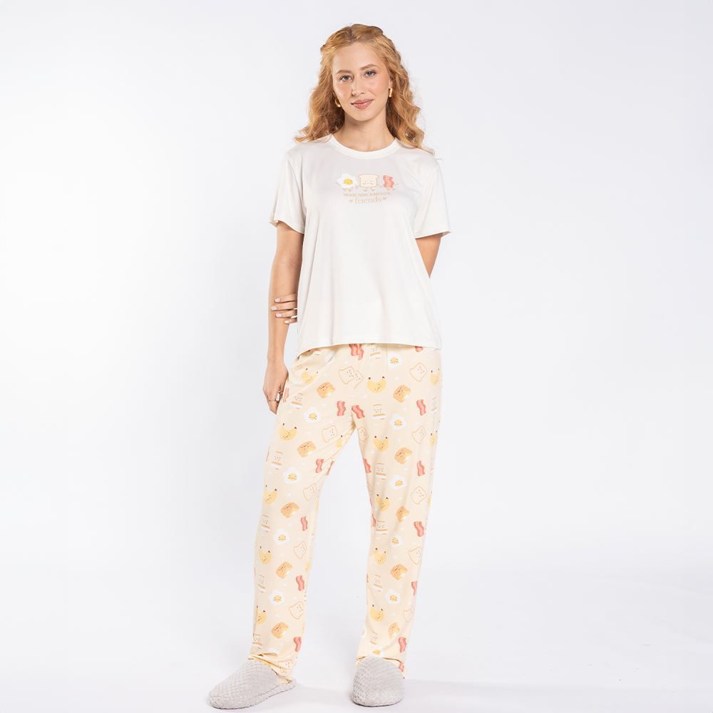 Pijama Feminino Calça e Manga Curta Camila Moretti