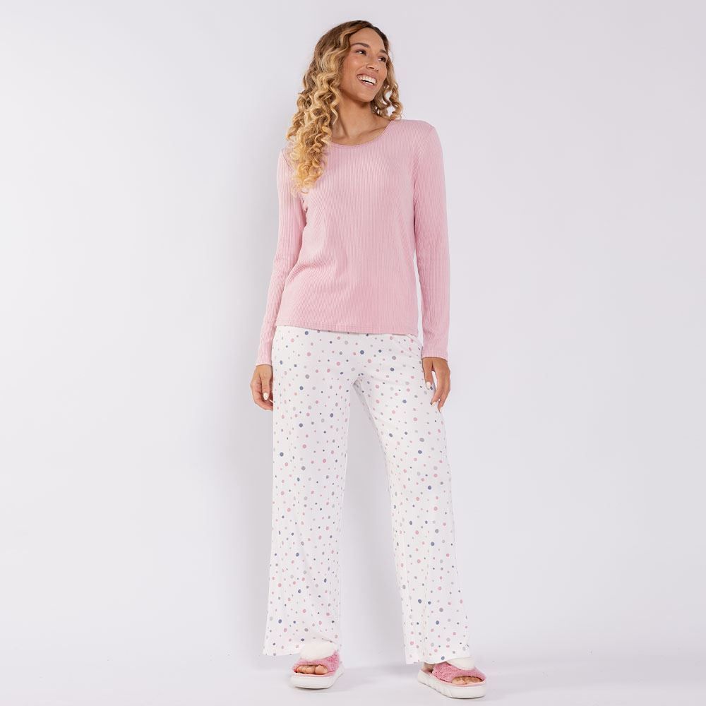 Pijama Feminino Canelado Em Malha Tricot Camila Moretti