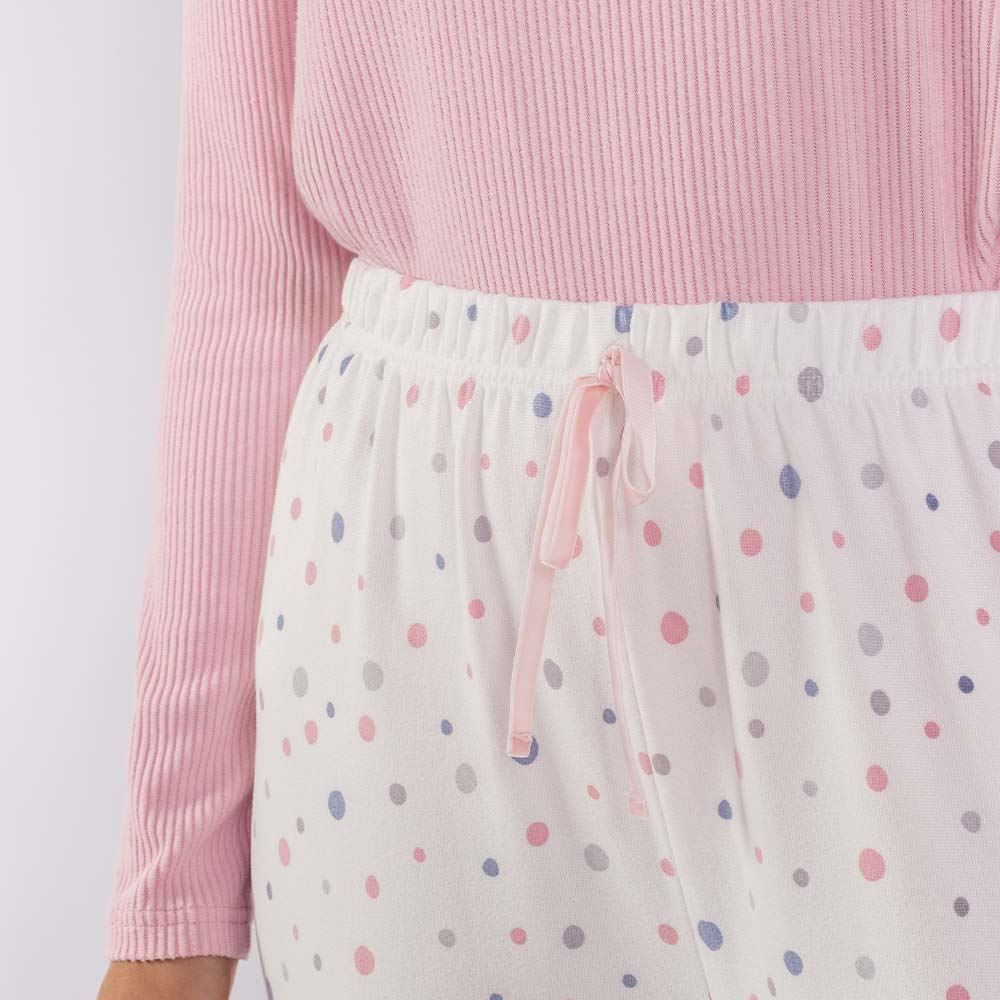 Pijama Feminino Canelado Em Malha Tricot Camila Moretti