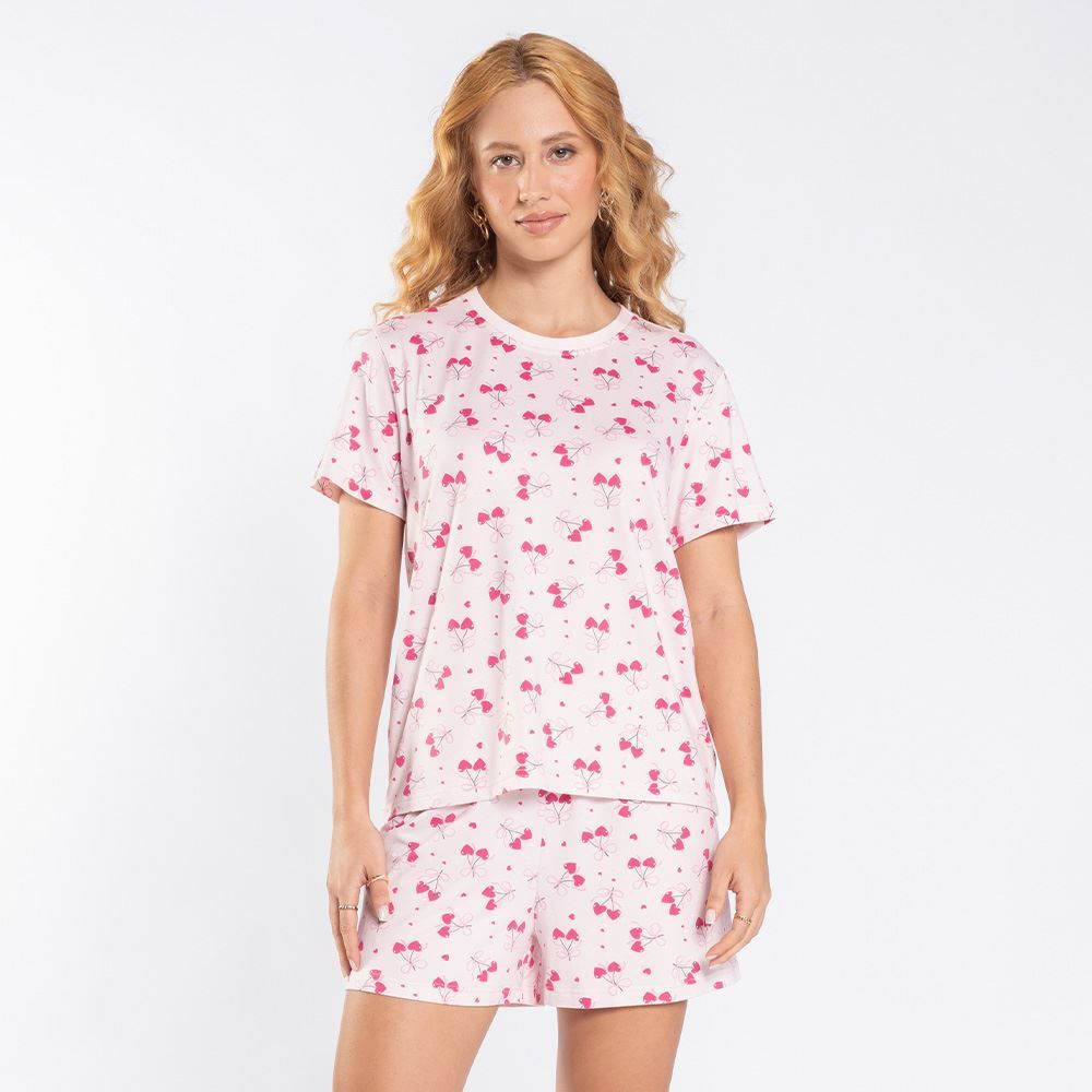Pijama Feminino Curto Cereja Camila Moretti