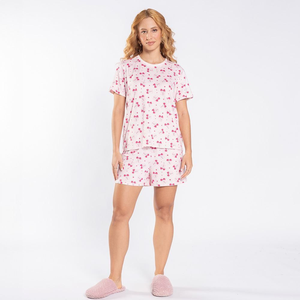 Pijama Feminino Curto Cereja Camila Moretti