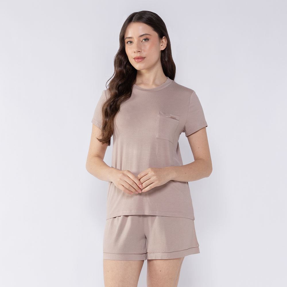 Pijama Feminino Curto Com Bolso Camila Moretti