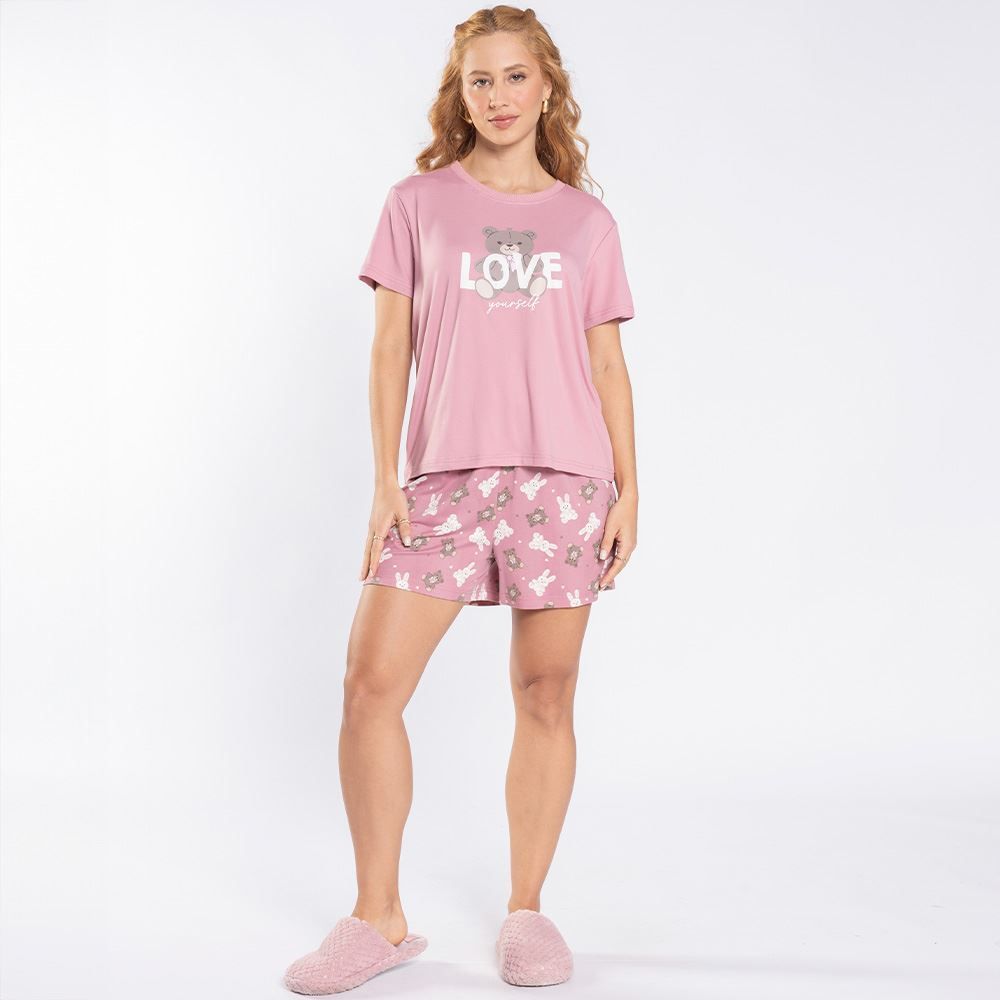 Pijama Feminino Curto Peletizado Camila Moretti