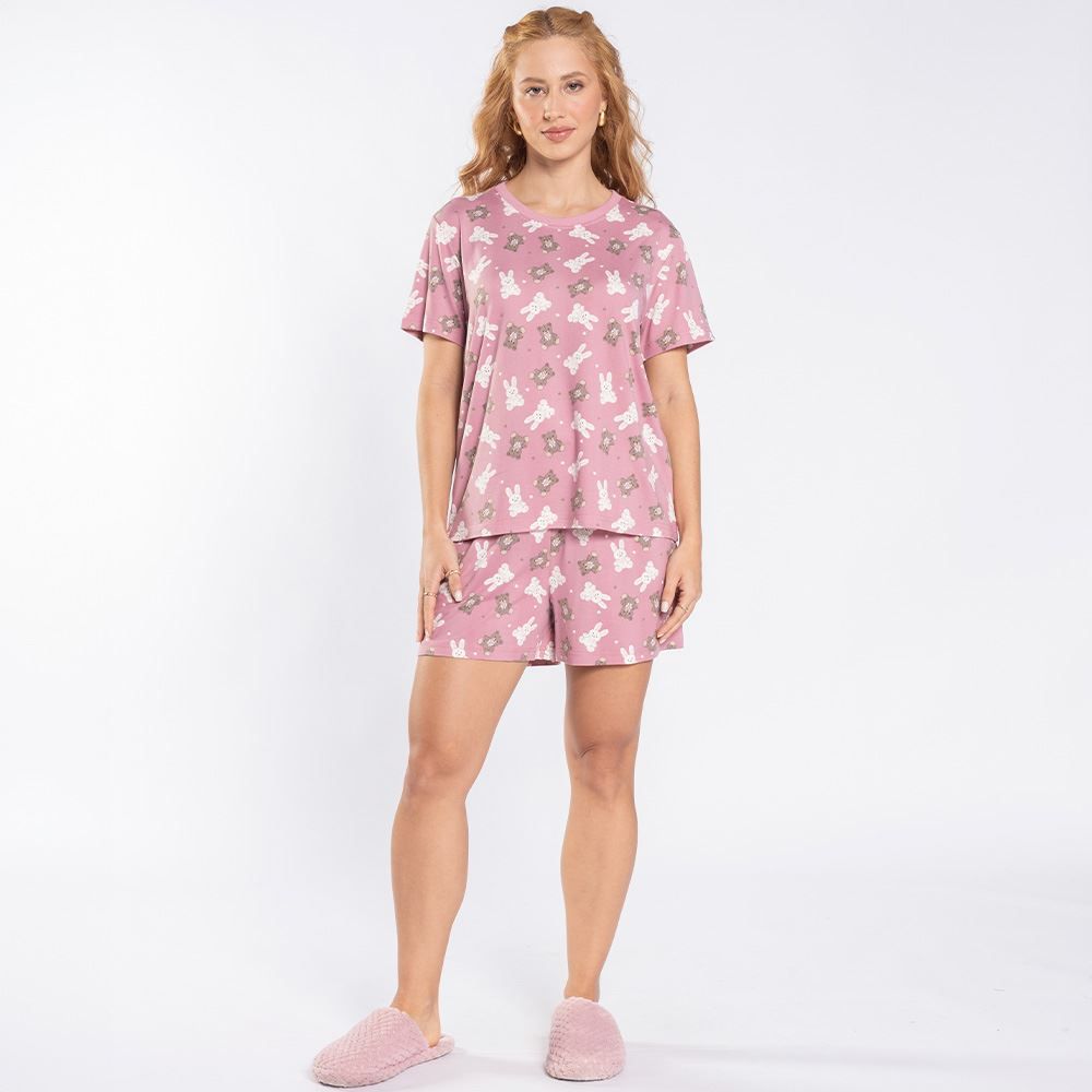 Pijama Feminino Curto Peletizado Camila Moretti