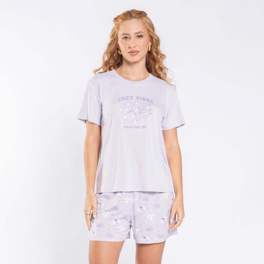 Pijama Feminino Curto Peletizado Camila Moretti