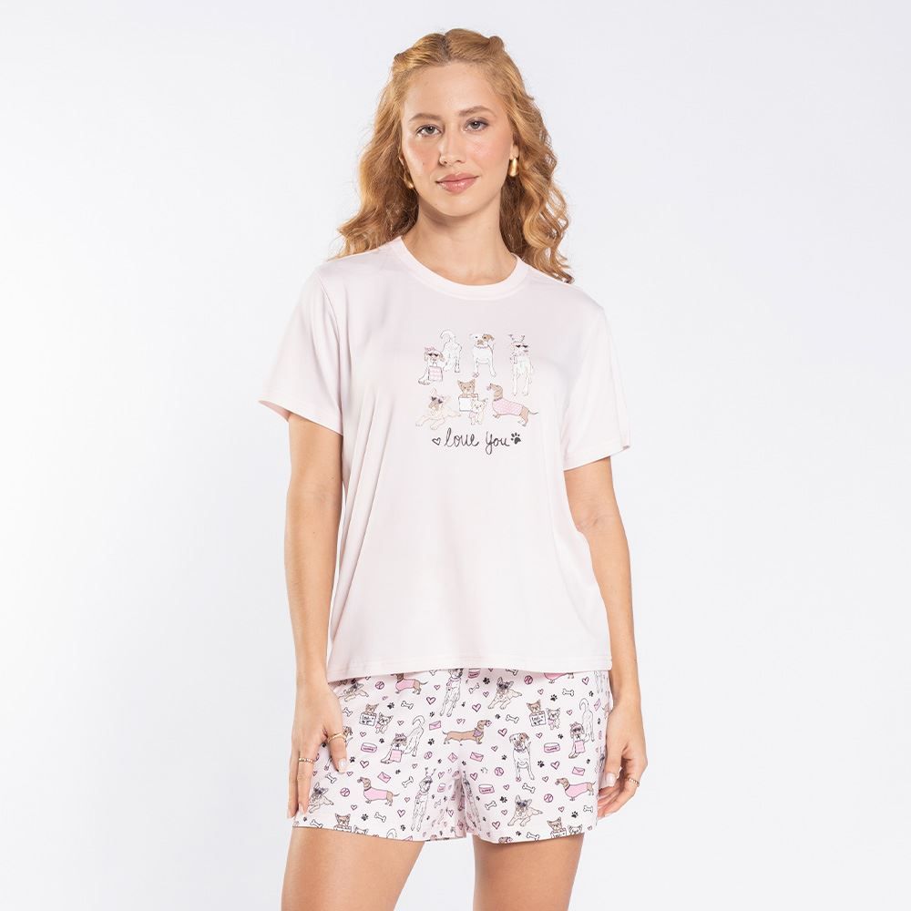 Pijama Feminino Curto Peletizado Camila Moretti