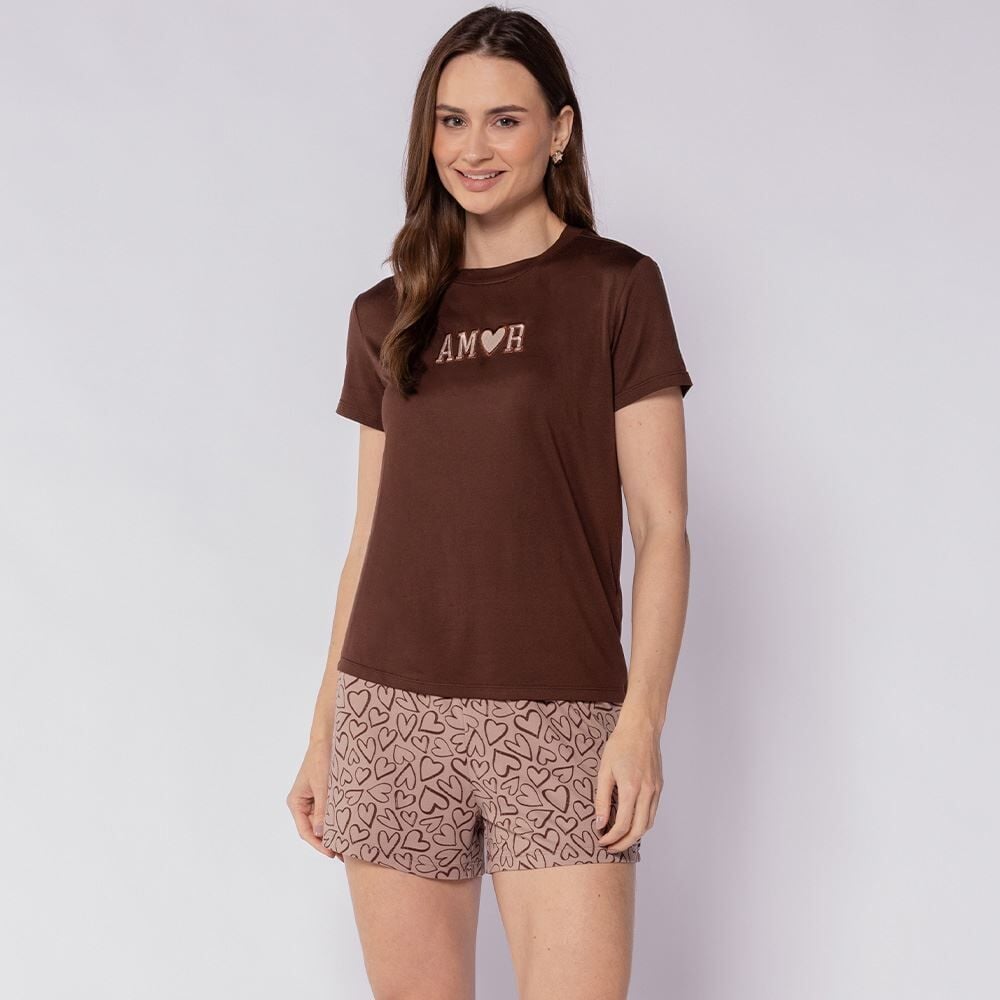 Pijama Feminino Curto Peletizado Camila Moretti