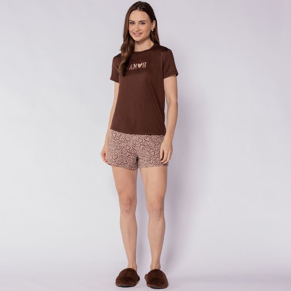 Pijama Feminino Curto Peletizado Camila Moretti