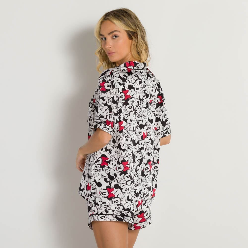 Pijama Feminino De Cetim Aberto Disney