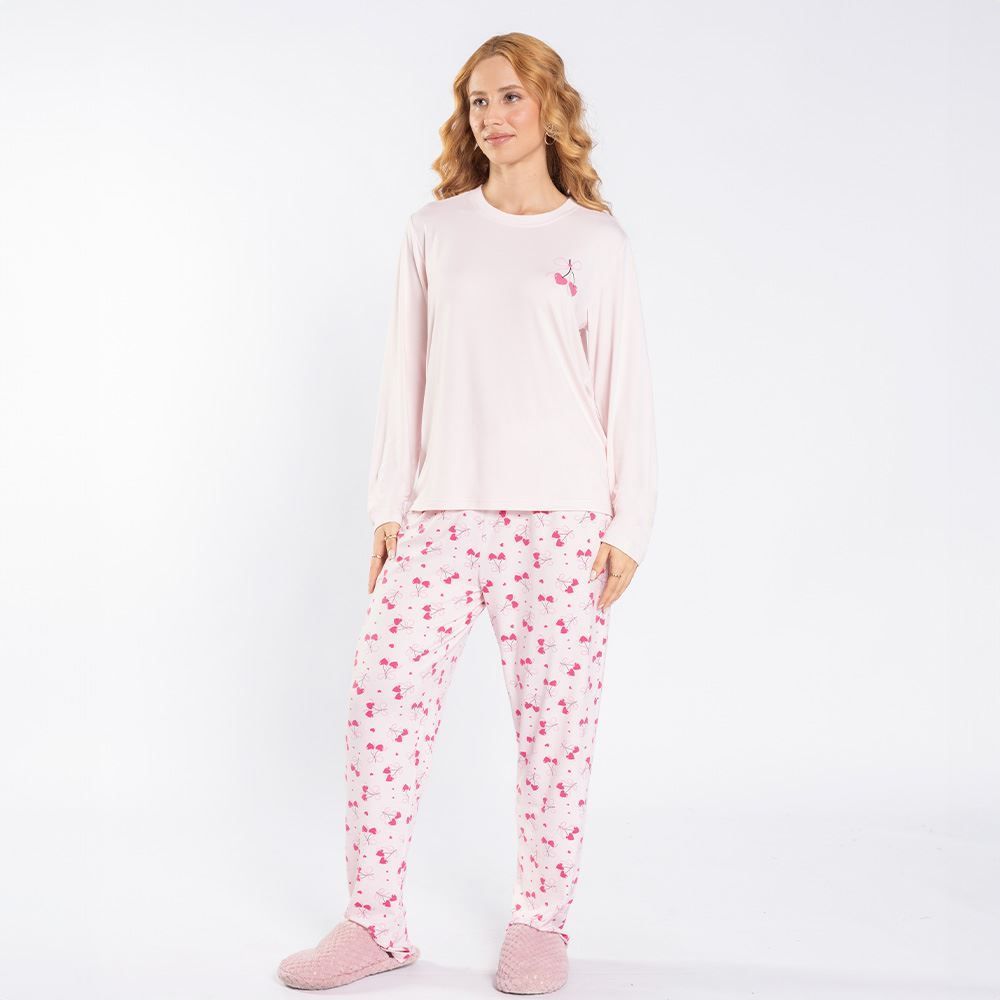 Pijama Feminino Longo Cereja Camila Moretti