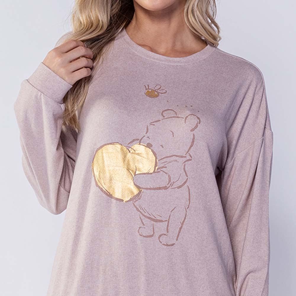 Pijama Feminino Longo Em Malha Tricot Disney