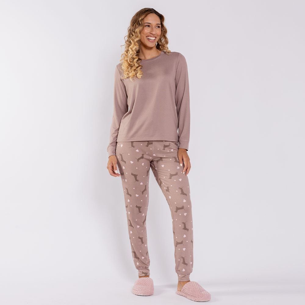 Pijama Feminino Longo Em Malha Tricot Camila Moretti