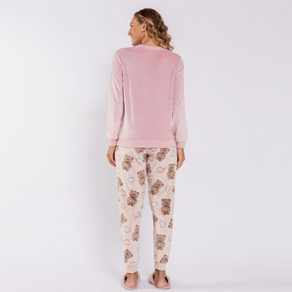 Pijama Feminino Longo Em Plush Bear Camila Moretti