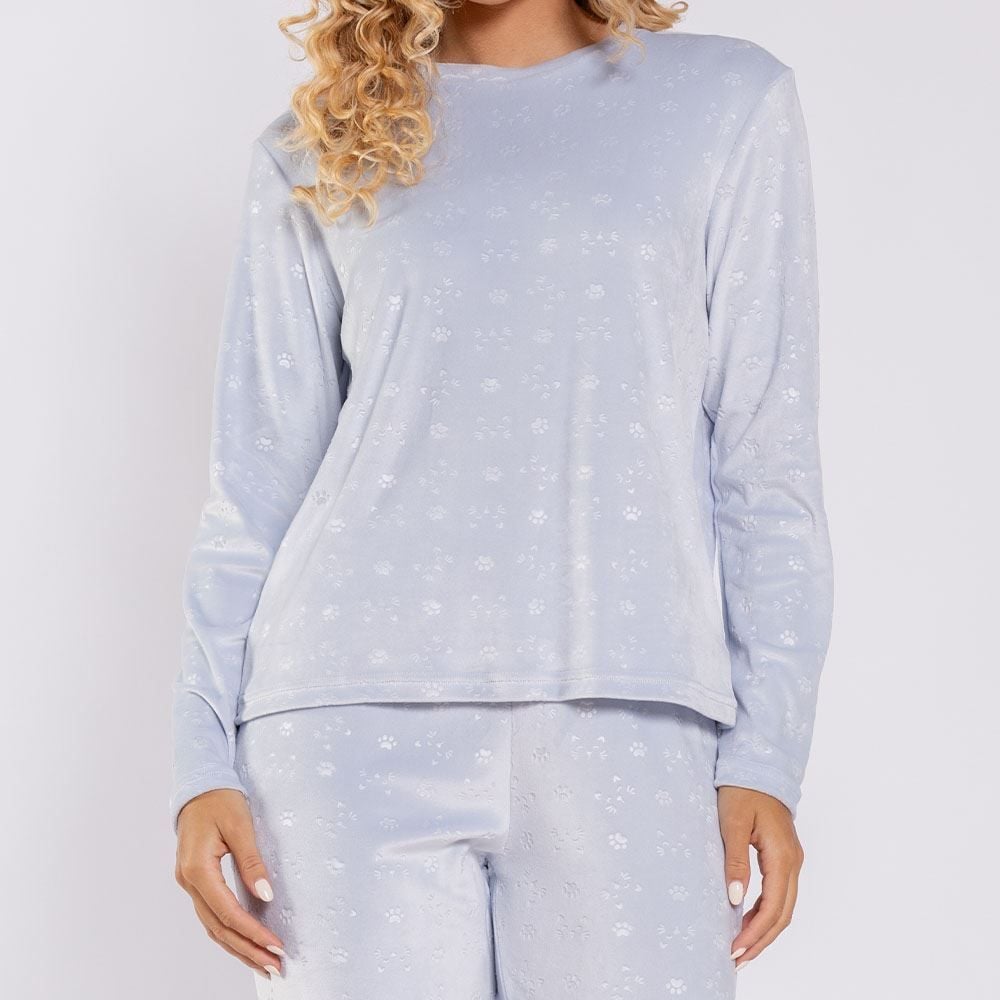 Pijama Feminino Longo Em Plush Patinhas Camila Moretti
